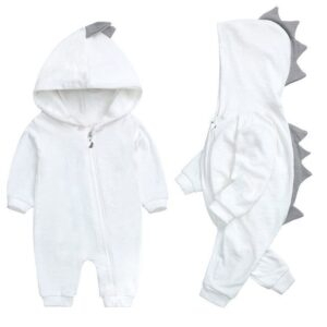White / 0 to 3 Months Dinosaur One Piece Jumpsuit JuniorHaul