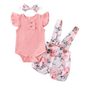 Pink / 24M 3Pcs Baby Girl Summer Romper JuniorHaul