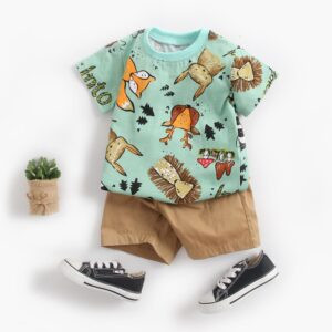 Light blue / 2-3T Cartoon Boys Summer Clothing Set JuniorHaul