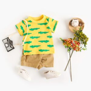Yellow / 2-3T Cartoon Boys Summer Clothing Set JuniorHaul
