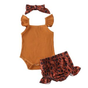 Orange 2 / 18M 3Pcs Baby Girl Summer Romper JuniorHaul