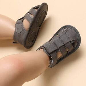 B110 Grey / 0-6 Months Newborn Baby Boys Shoes JuniorHaul