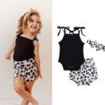 Buy Newborn Baby Girl 3Pcs Leopard Bodysuit