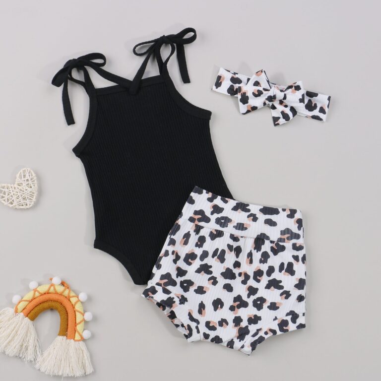 12M Newborn Baby Girl 3Pcs Leopard Bodysuit JuniorHaul