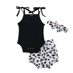 Newborn Baby Girl 3Pcs Leopard Bodysuit JuniorHaul