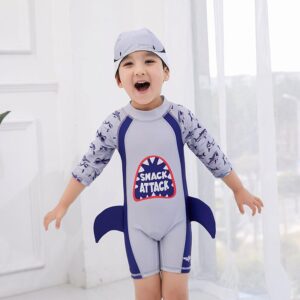 Tunoluker Baby Boys Swimsuit One Piece Toddlers Zipper Bathing Suit Swimwear with Hat Rash Guard Surfing Suit JuniorHaul