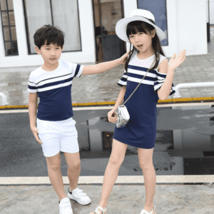 Blue Stripe Family Matching Outfit - Image 4