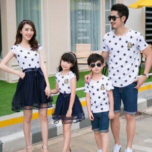 Buy Star Print White Family Matching Outfits - Flat 30% OFF