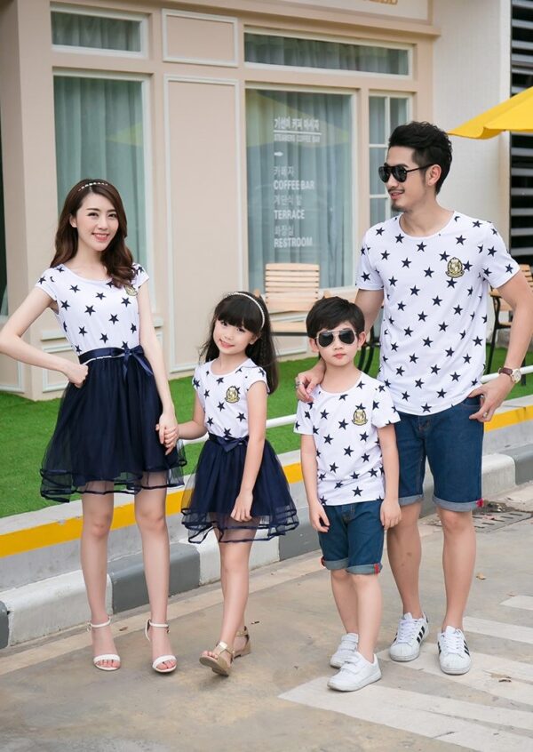 Buy Star Print White Family Matching Outfits - Flat 30% OFF