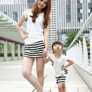 Black Stripe Mother Daughter Matching Outfit - Image 4