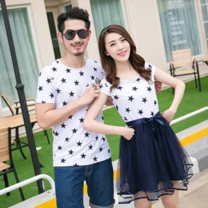 Star Print White Family Matching Outfits - Image 4