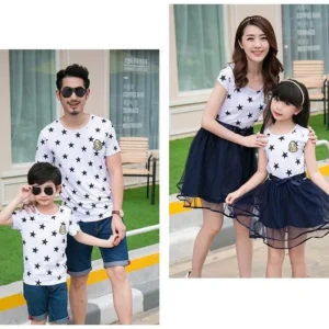 Star Print White Family Matching Outfits - Image 9