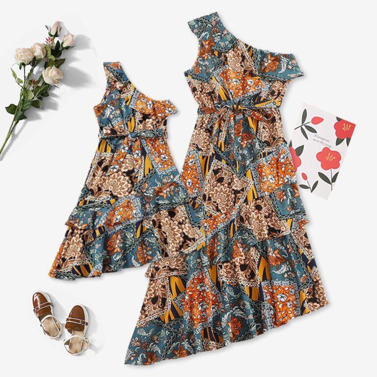 Buy Flower Patchwork Off Shoulder Dress - Flat 30% OFF