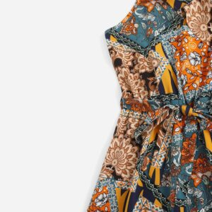 Flower Patchwork Off Shoulder Dress - Image 4