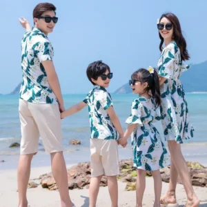 Feather Print Blue Family Outfit - Image 3