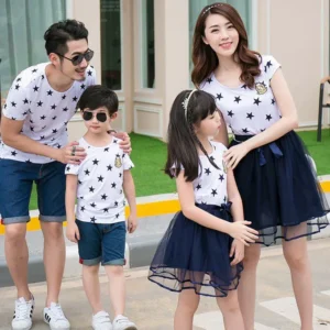 Star Print White Family Matching Outfits - Image 3