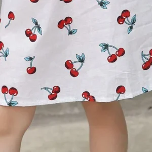 Cherry Print White Matching Outfit - Image 8