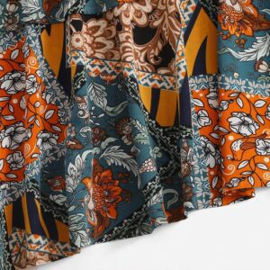 Flower Patchwork Off Shoulder Dress - Image 6