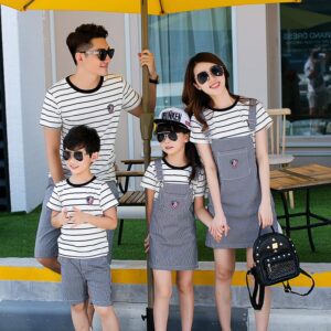 Buy Grey Stripe Matching Family Set I Summer Clothing Sets