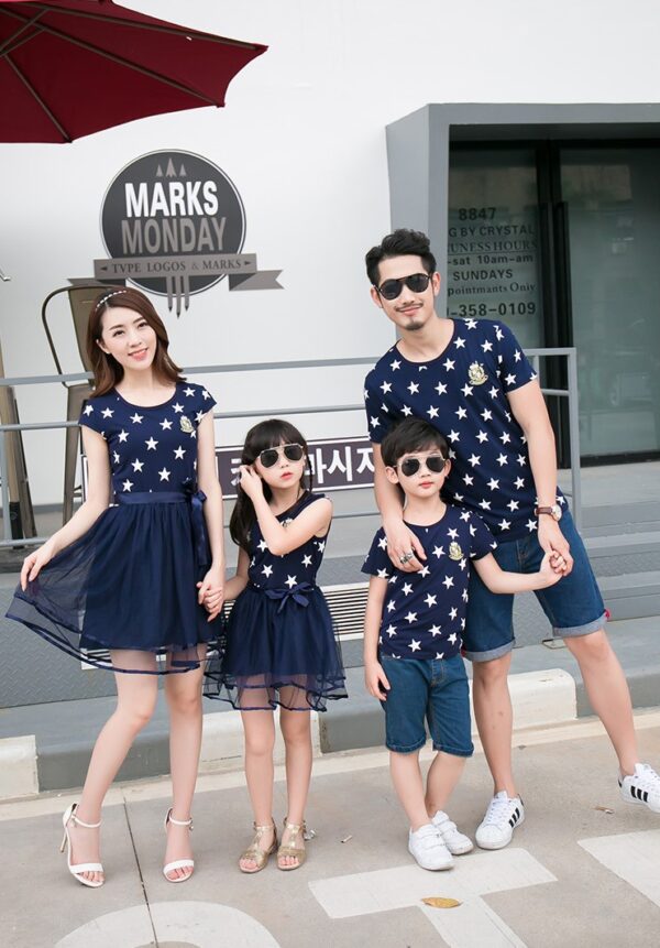 Buy Star Print Blue Family Matching Outfits - Flat 30% OFF