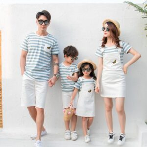 White Striped Family Tops Set - Image 5