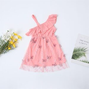 Pink Butterfly Off Shoulder Dress - Image 4