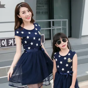 Star Print Blue Family Matching Outfits - Image 5