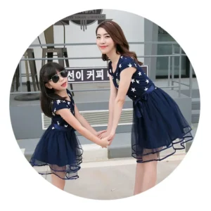 Star Print Blue Family Matching Outfits - Image 8