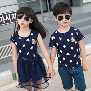 Star Print Blue Family Matching Outfits - Image 6