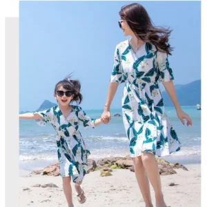 Feather Print Blue Family Outfit - Image 5