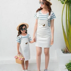 White Striped Family Tops Set - Image 6