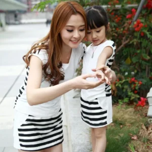 Black Stripe Mother Daughter Matching Outfit - Image 3