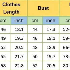 Size Chart - One-Piece Baby Rompers