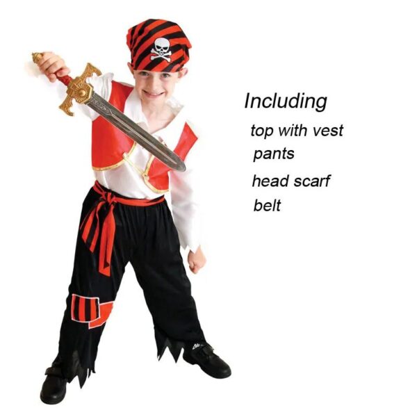 Kids Pirate Costume Including Top With Vest