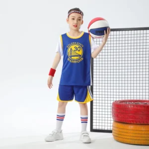 Kids Warriors Jersey I 2PCs Basketball Outfit - Image 4