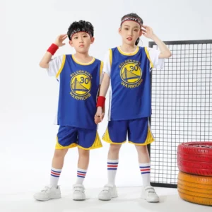 Kids Warriors Jersey I 2PCs Basketball Outfit - Image 5