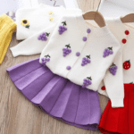 Girls Knitted Sweater and Skirt Set - Image 3