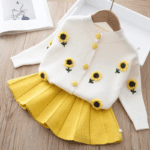 Girls Knitted Sweater and Skirt Set - Image 2