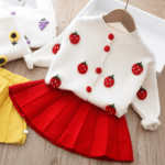 Girls Knitted Sweater and Skirt Set