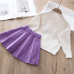 Girls Knitted Sweater and Skirt Set - Image 4
