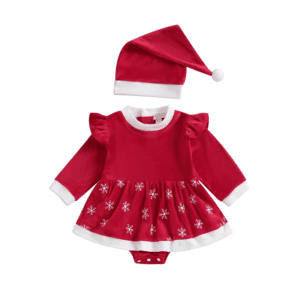 Christmas Velvet Romper & Hat - Image 15