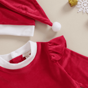 Christmas Velvet Romper & Hat - Image 10