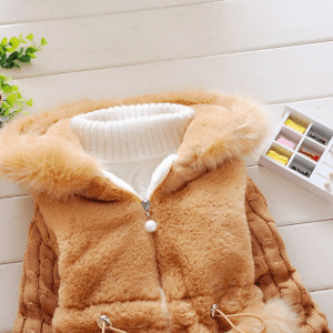 Girls Plush Hooded Winter Jacket - Image 12