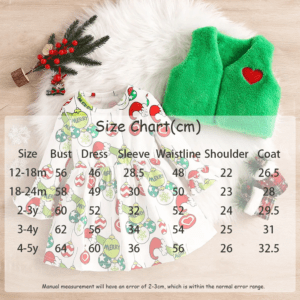 Girls Christmas Dress & Green Plush Vest - Image 8