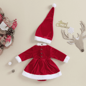 Christmas Velvet Romper & Hat - Image 4