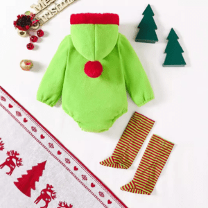 Christmas Hooded Bodysuit & Striped Socks - Image 3