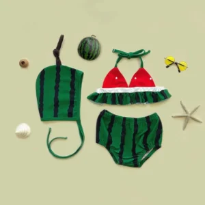 Baby Girl Watermelon Swimsuit – 3PC Summer Bikini Set - Image 5