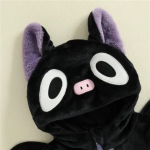 Baby Black Cat Costume Romper with Wings - Image 5