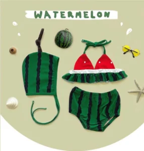 Baby Girl Watermelon Swimsuit – 3PC Summer Bikini Set - Image 2