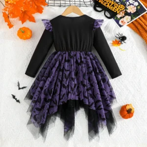 Girls Halloween Bat Dress – Cute Spider Web Tulle Party Outfit - Image 9